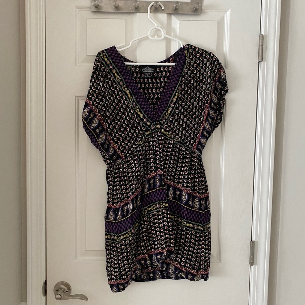 Black mini dress with floral detail